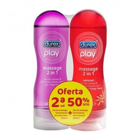 Durex Play Massage 2 in 1 Duplo Aloe Vera + Sensual 2x200 ml. Durex Play Massage 2 in 1 Duplo Aloe Vera + Sensual 2x200 ml.