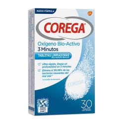 Corega Oxígeno Bio-Activo 3 Minutos 30 Tabletas Limpiadoras