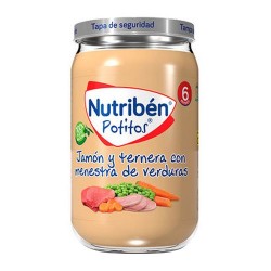 Nutribén Potitos Jamón y Ternera Con Menestra de Verduras 235 gr.