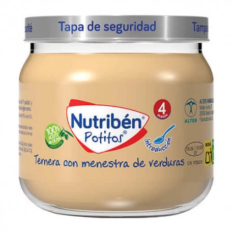 Nutribén Potitos Introducción Ternera con Menestra de Verduras 120 gr. Nutribén Potitos Introducción Ternera con Menestra de Verduras 120 gr.