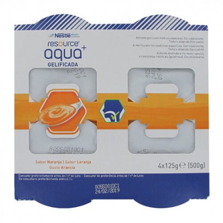 Nestlé Resource Aqua+ Gelificada Sabor Naranja 4 x 125 gr.
