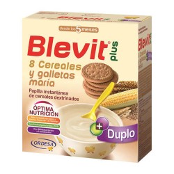 Blevit Plus Duplo 8 Cereales y Galleta María Papilla Instantánea de Cereales Dextrinados 600 gr.