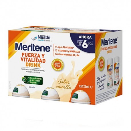 Nestlé Meritene Fuerza y Vitalidad Drink Sabor Vainilla 6x125 ml. Nestlé Meritene Fuerza y Vitalidad Drink Sabor Vainilla 6x125 ml.