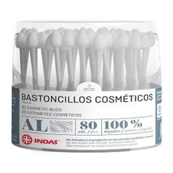 Indas Bastoncillos Cosméticos 100% Algodón 80 Unidades