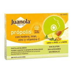 Juanola Própolis Hedera Miel Zinc y Vitamina C 24 Pastillas Blandas Sabor Miel y Limón